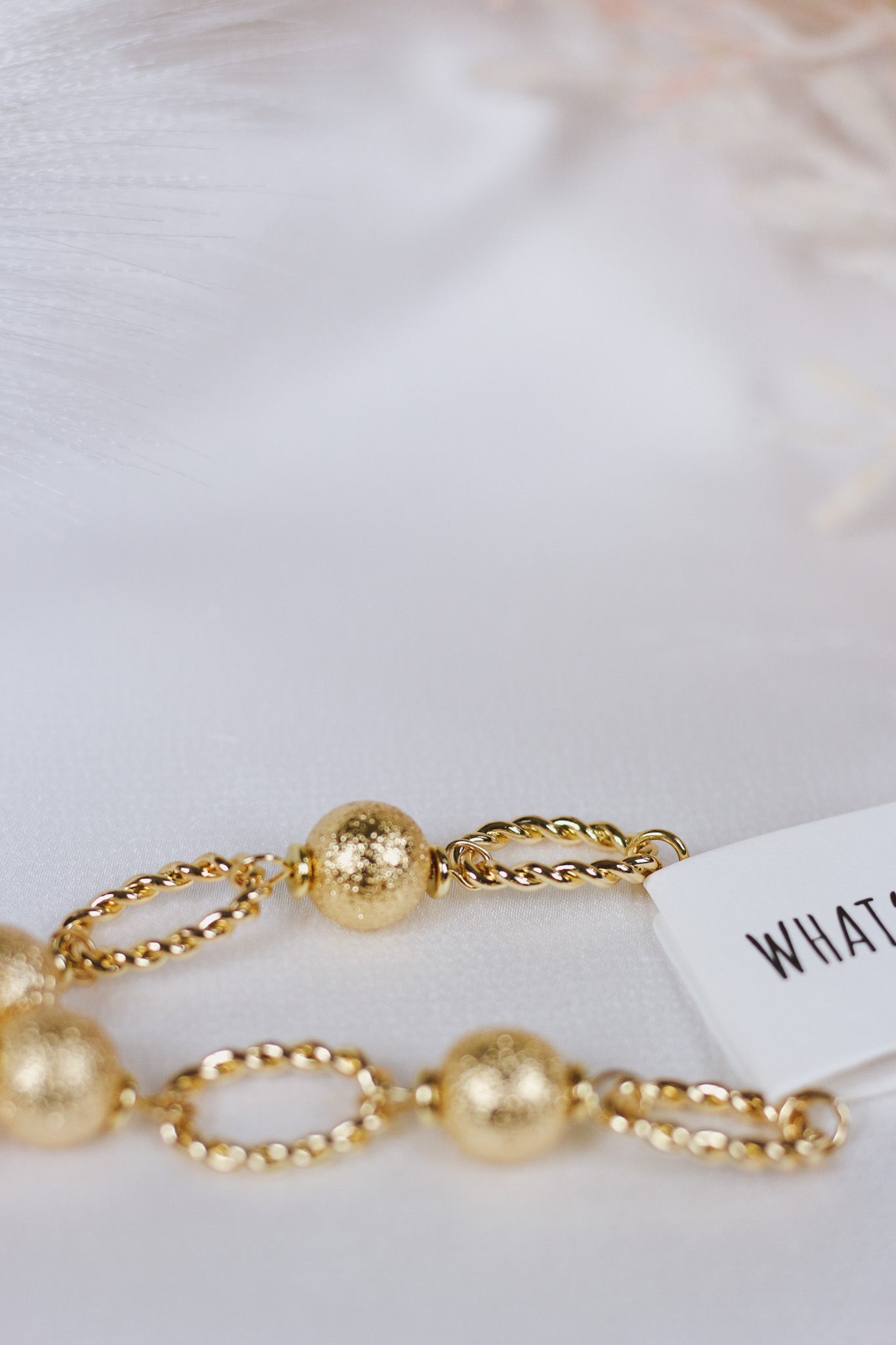 Gold Bead and Open Textured Oval Bracelet