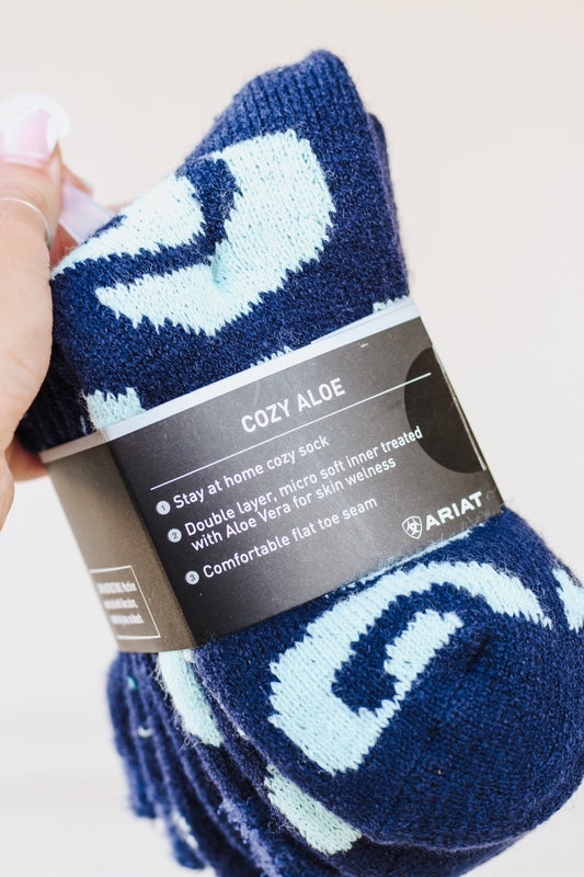 Ariat Cozy Aloe Blue 2PC Socks