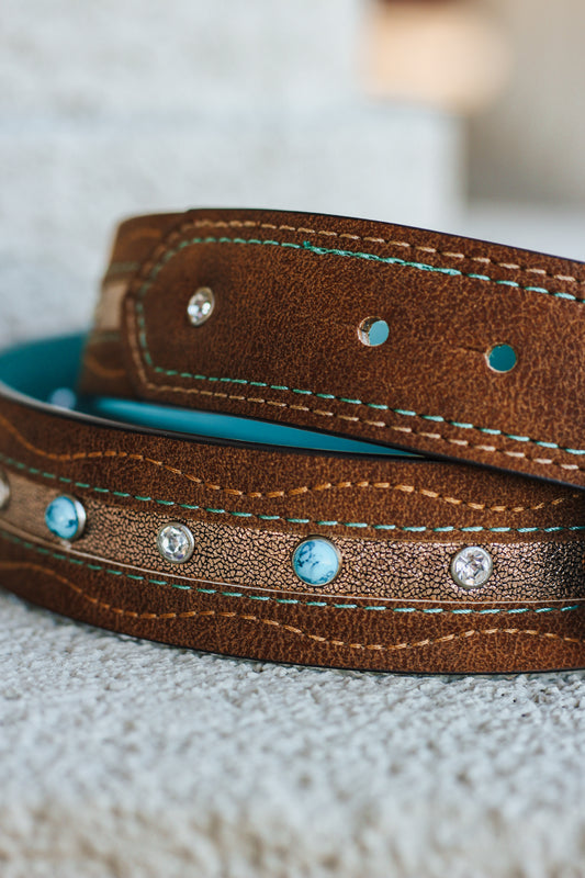 Girls Brown Rhinestone Belt