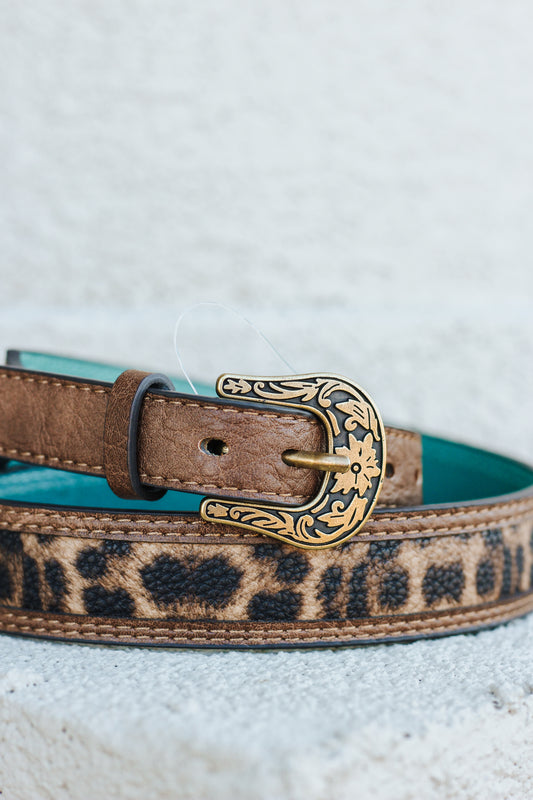 Girls Turquoise Leopard Belt