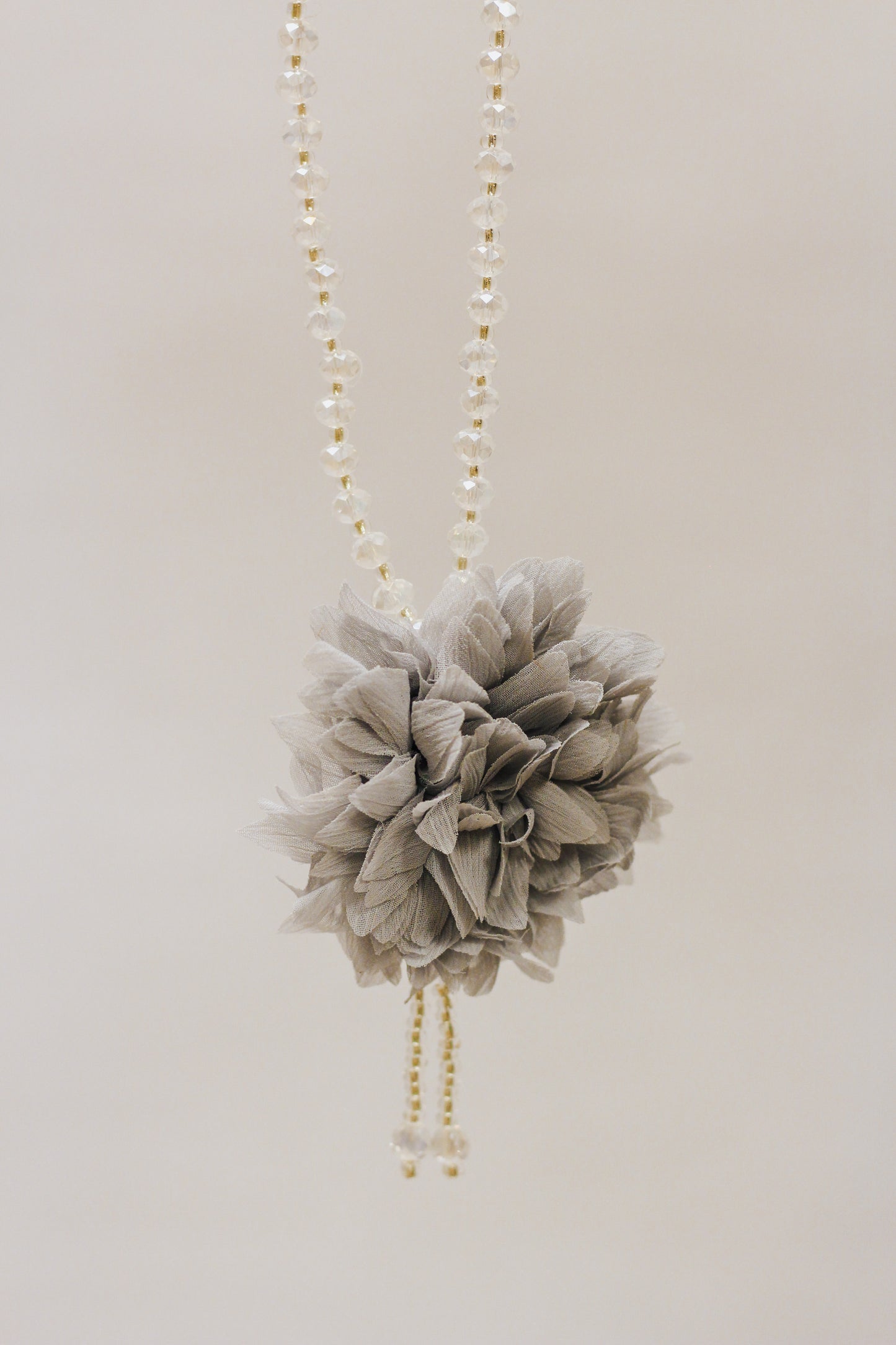 Beaded Grey Flower Girls Necklace