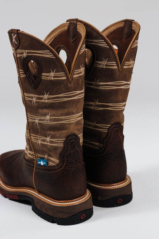 Rustin Brown & Lion Tan Alloy Toe Twisted X Boot