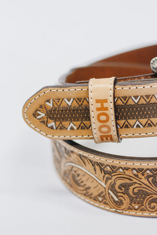 Mens Hooey Filigree Natural Leather Belt