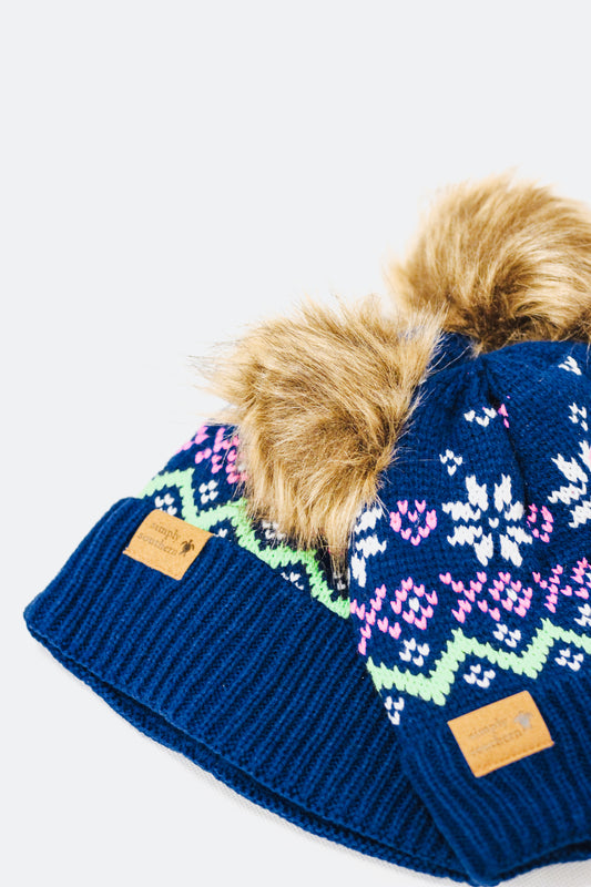 Navy Printed Mommy & Me Beanie