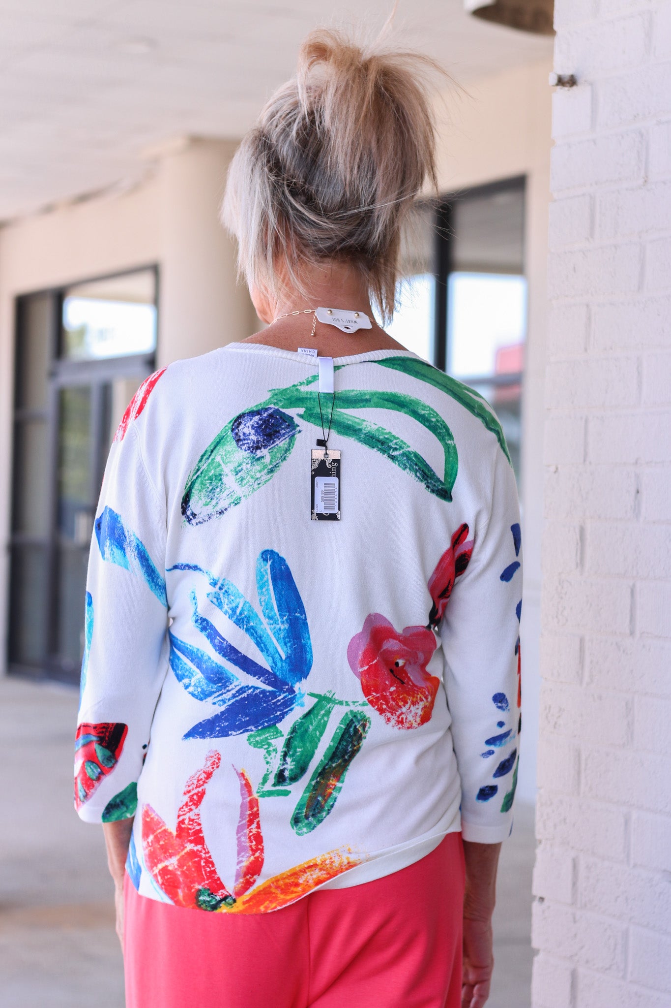 Pop Of Color White Top