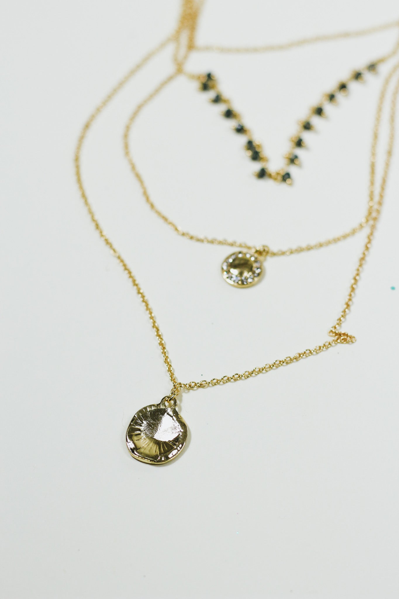 Blue Bead Gold Layered Necklace