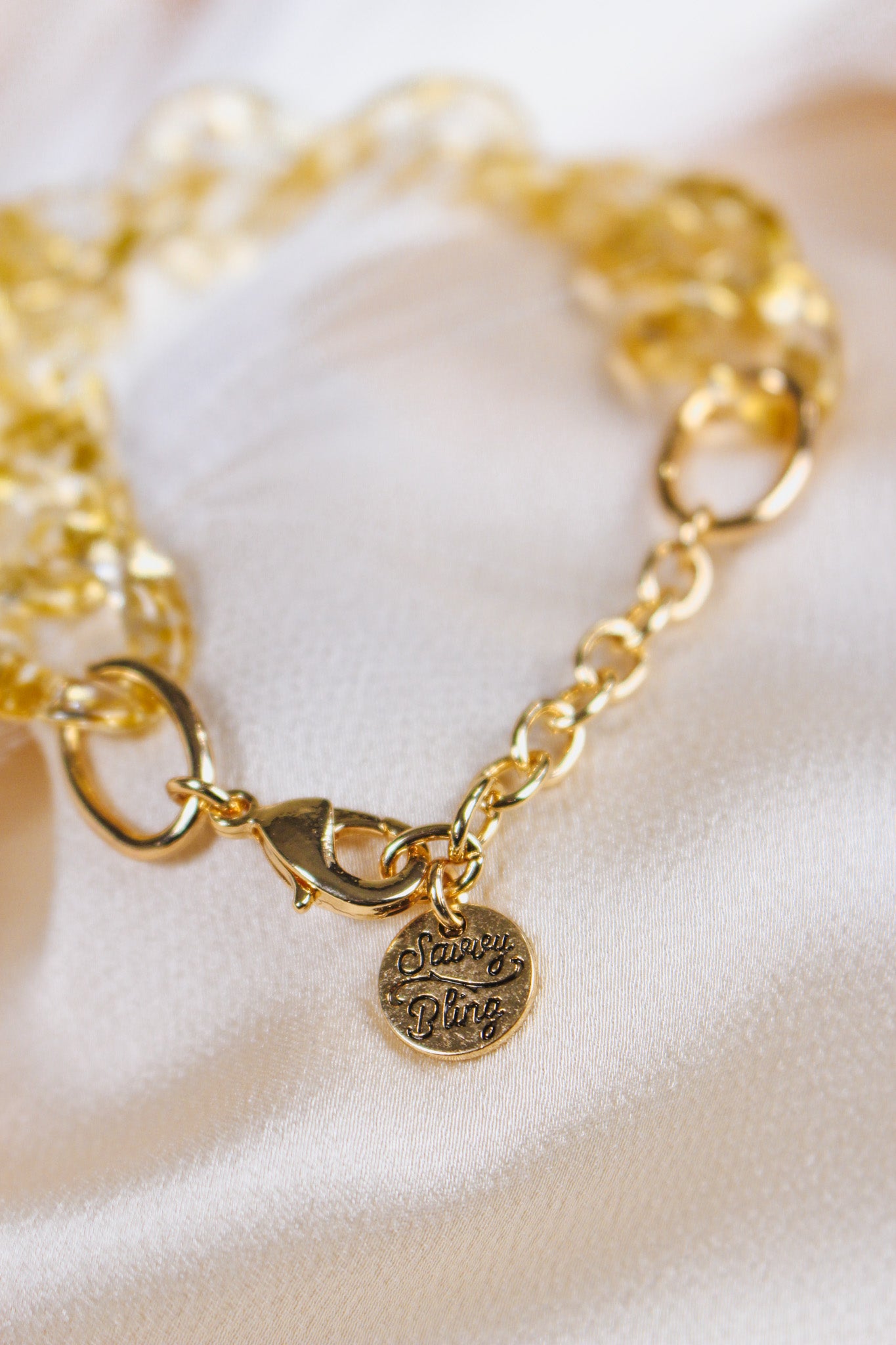 Clear Gold Chunky Chain Link Bracelet