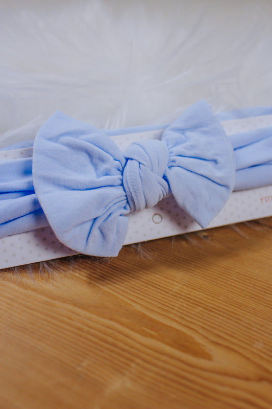 Wide Knot Bow Millennium Blue Headband