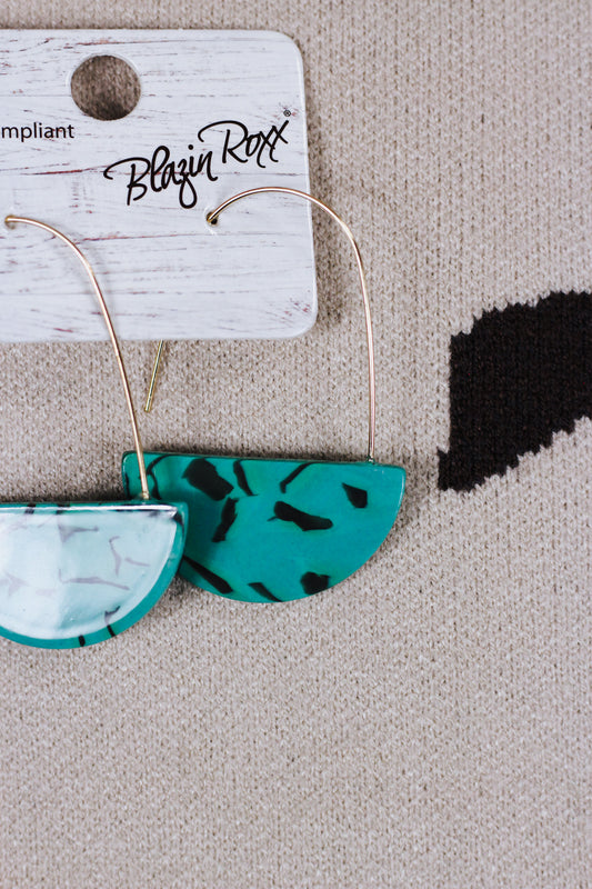 Blazin Roxx Gold Hook Turquoise Stone Earrings