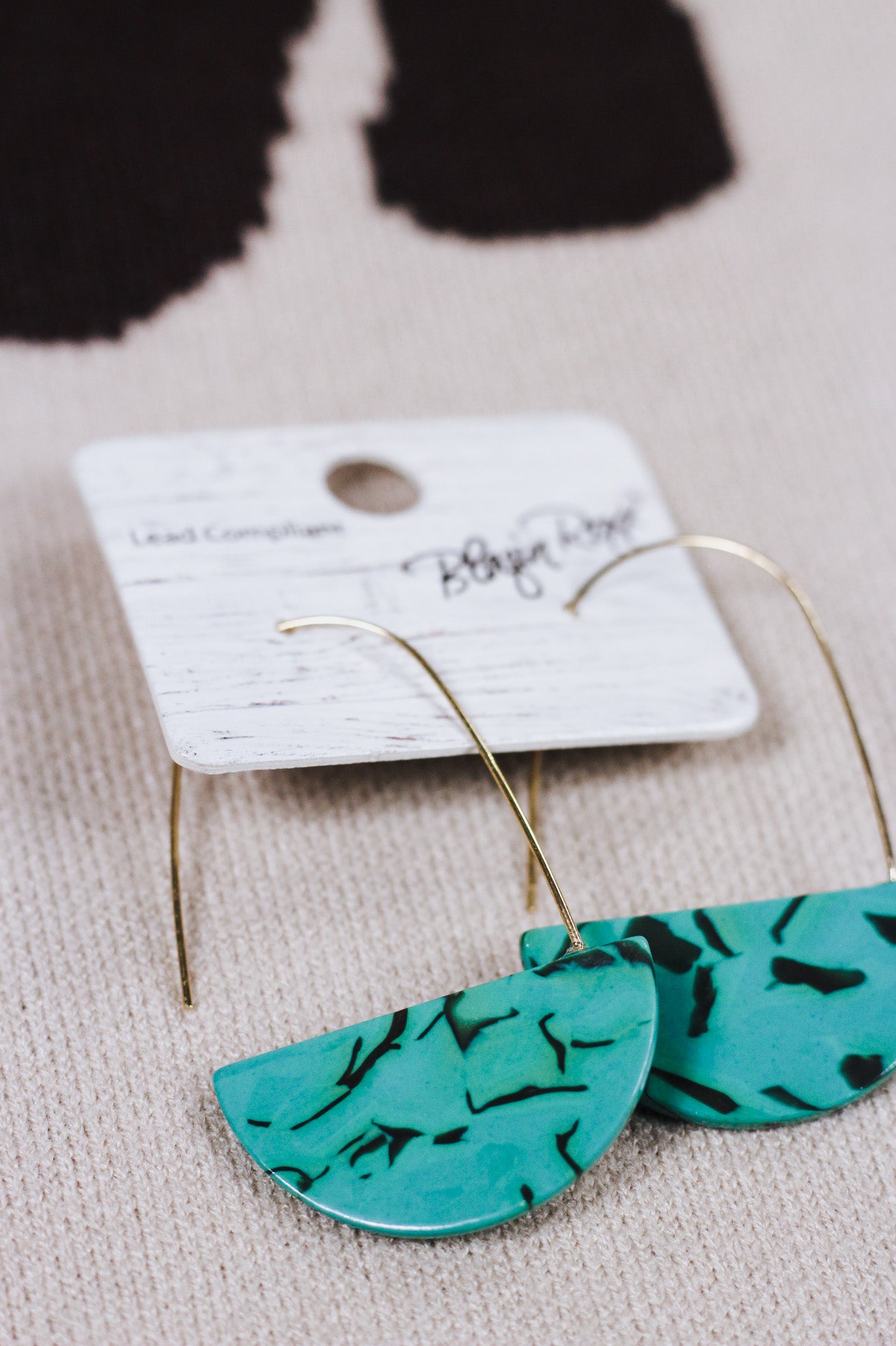 Blazin Roxx Gold Hook Turquoise Stone Earrings