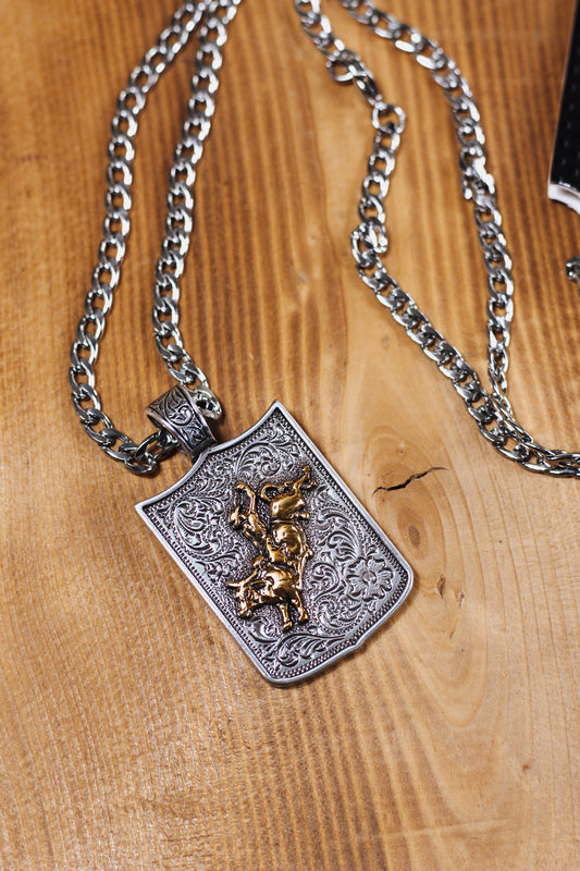 Twister Mens 24" Chain Bull Rider Necklace