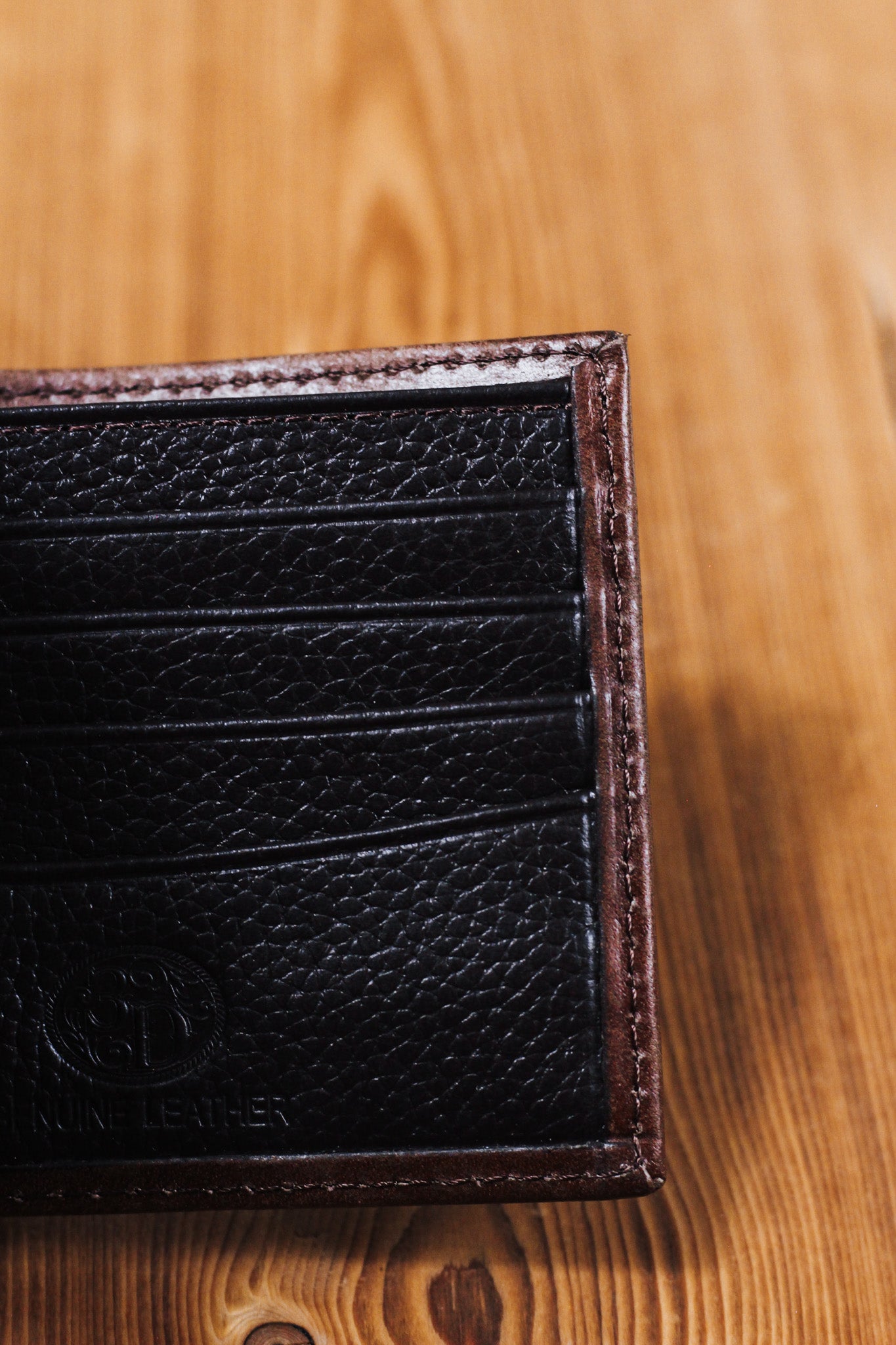 3DFloral Basketweave Brown Bifold Wallet