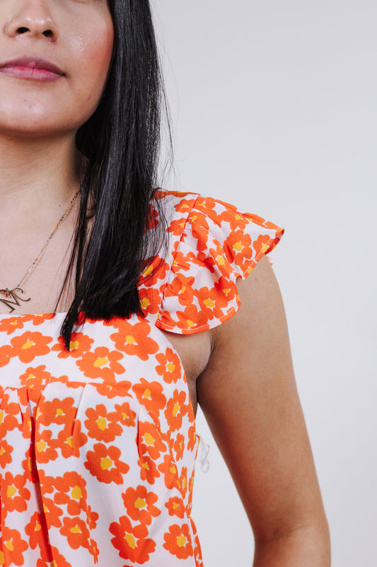 Worth The Risk Orange Floral Tank