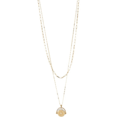 Gold Rhinestone Circle 16"-18" Necklace