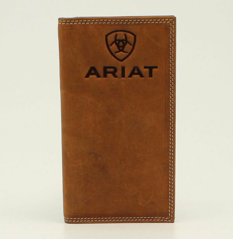 Ariat Tan Leather Wallet/Checkbook Cover