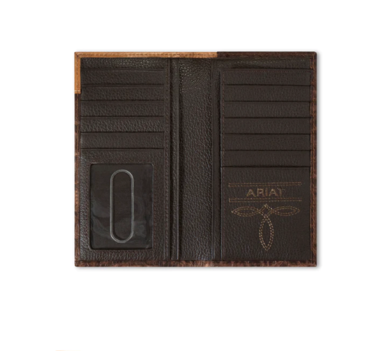 Ariat Croc Print Brown Leather Wallet