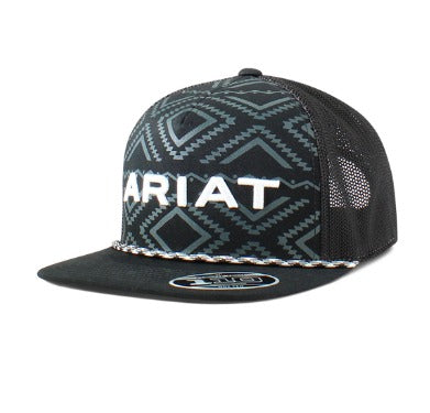 Ariat® Men's Grey US Flag Patch Mesh Flexfit Snapback Cap