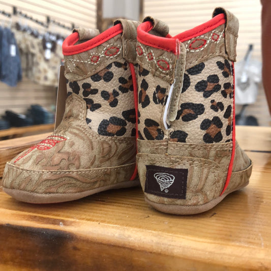 Avery Leopard Baby Bucker Twister Booties