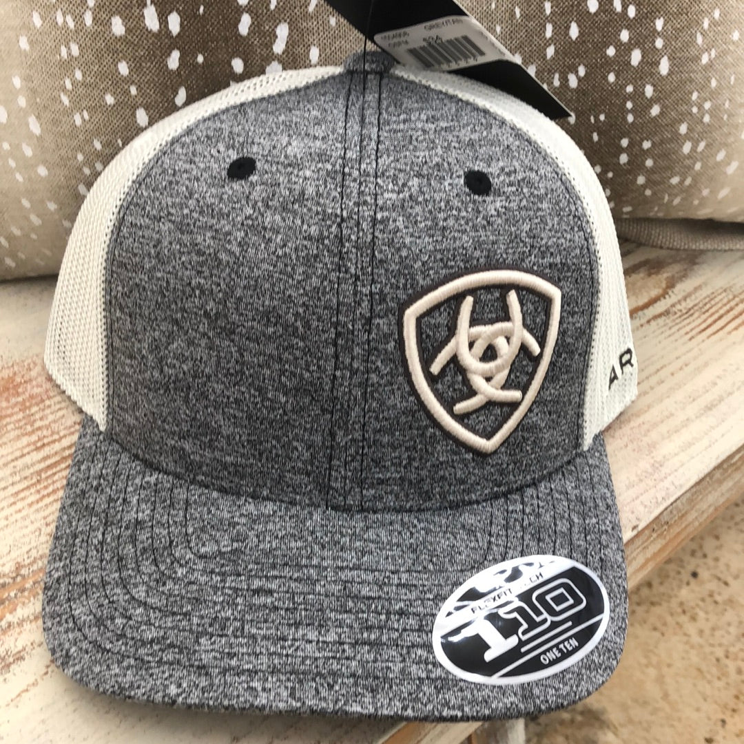 Ariat Men's Grey Tan Patch Logo Mesh Baseball Cap