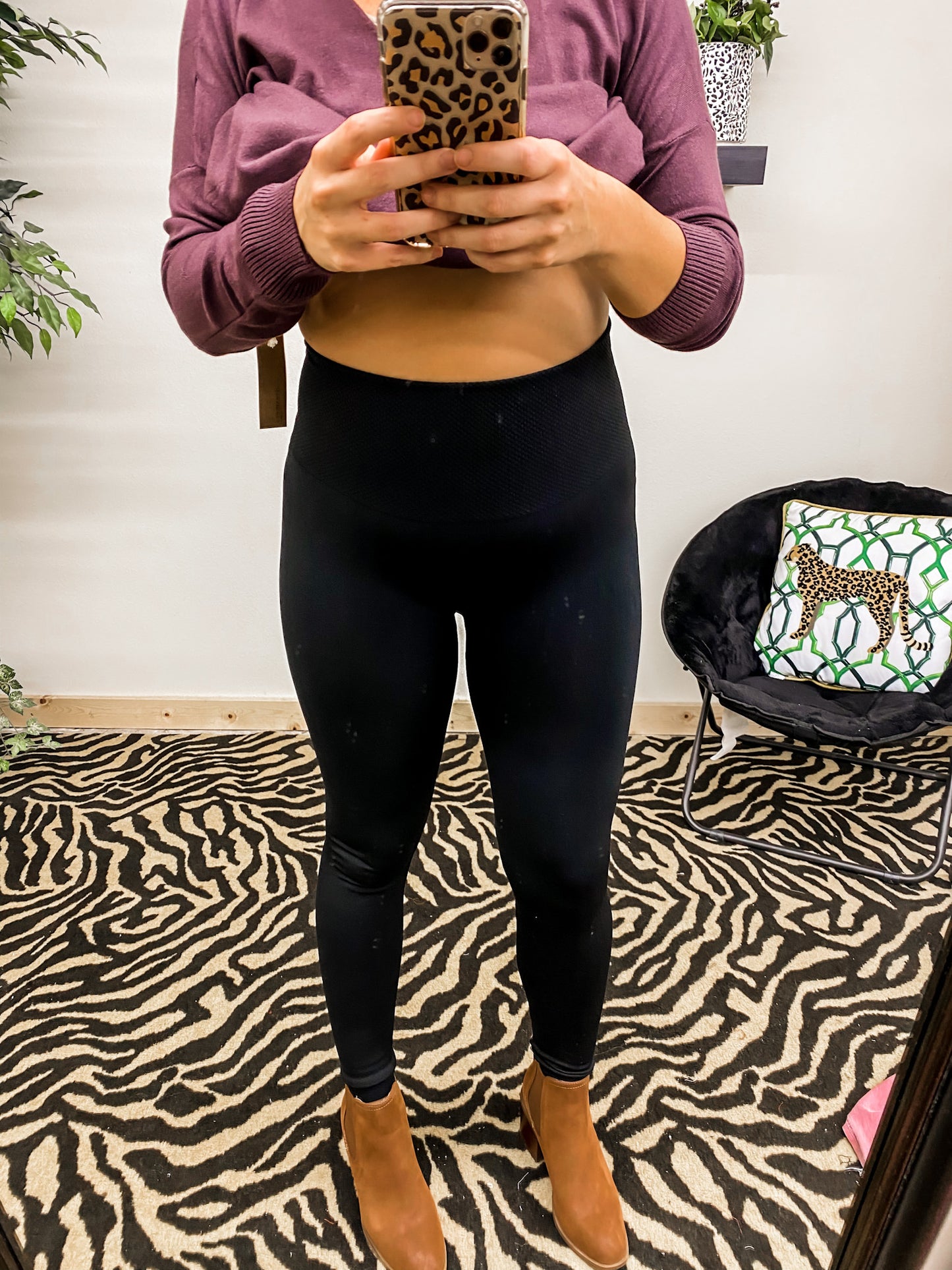 High Rise Black Fleece Legging