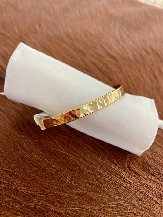 Gold Hammered Bangle Bracelet - Water Resistant