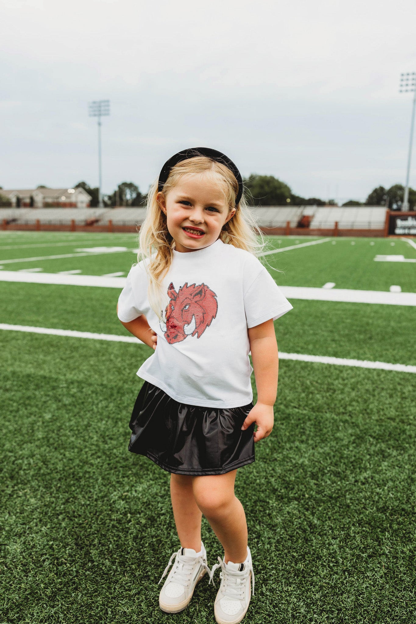 Kids Youth Black Metallic Skort