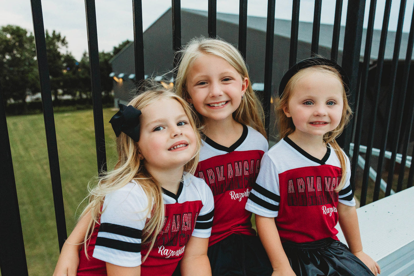 Youth Red White Rhinestone Arkansas Top