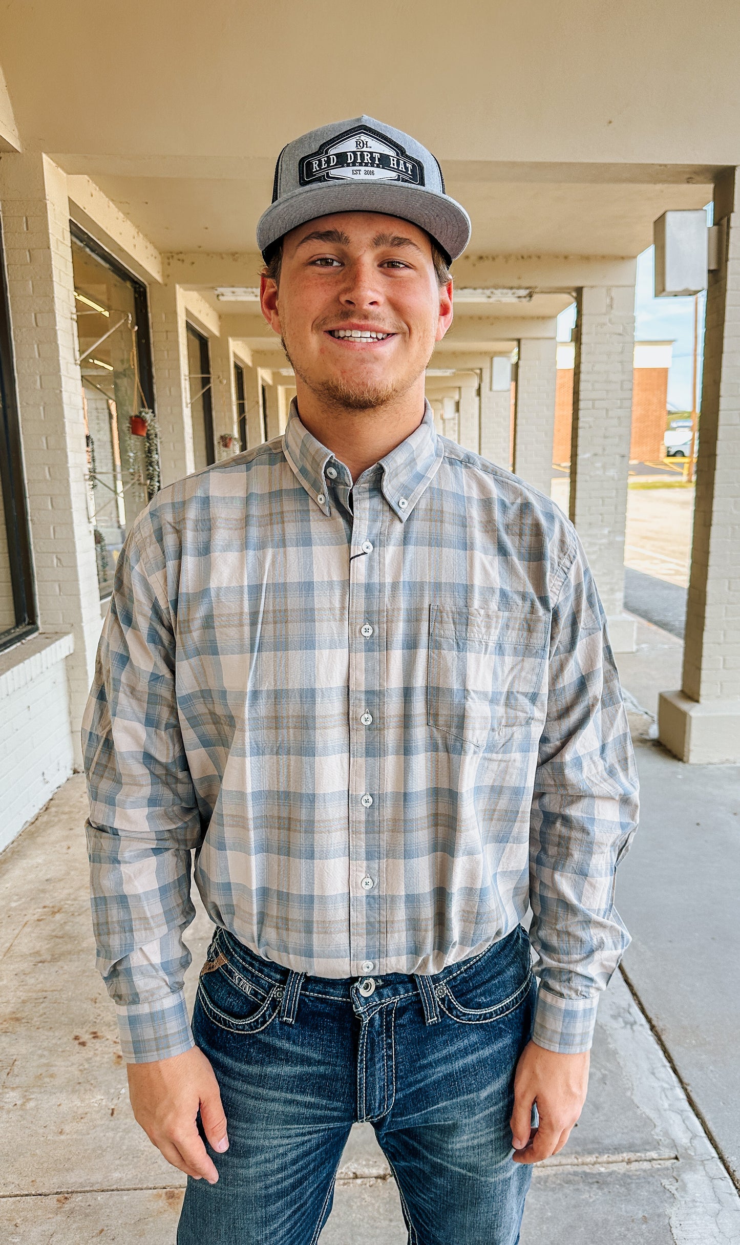 Martin County Washed Dress Shirt Taupe/Slate