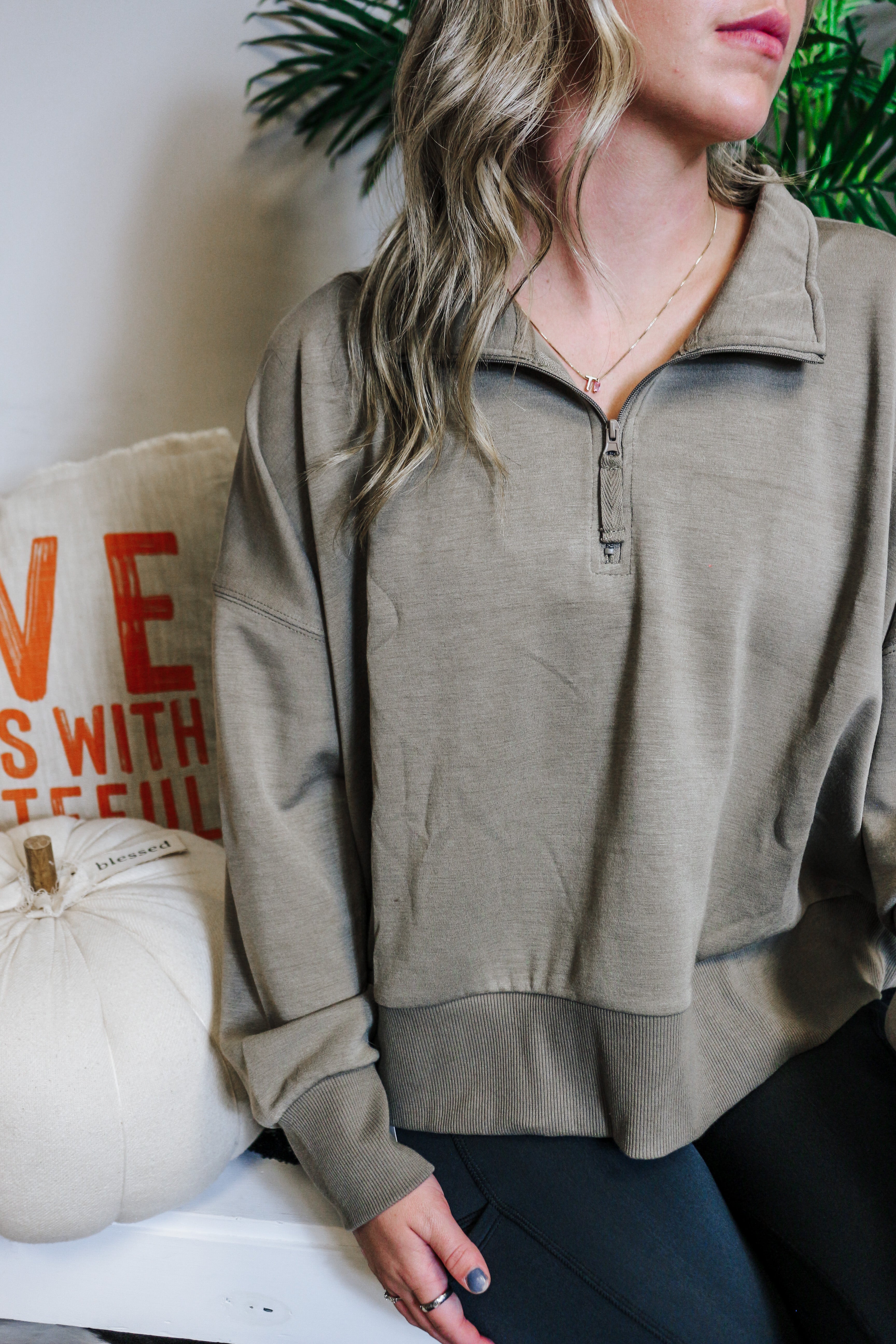 Quarter zip pullover discount crop