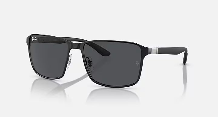 RB3721 Black Dark Grey Metal RayBan Sunglasses