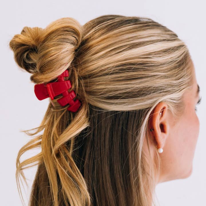 Classic Small Hair Clip- Rudolph Red