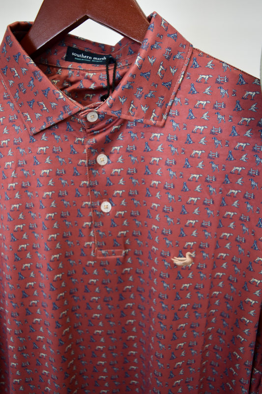 Southern Marsh Men's Burgundy Mans Best Friend Pointer Polo