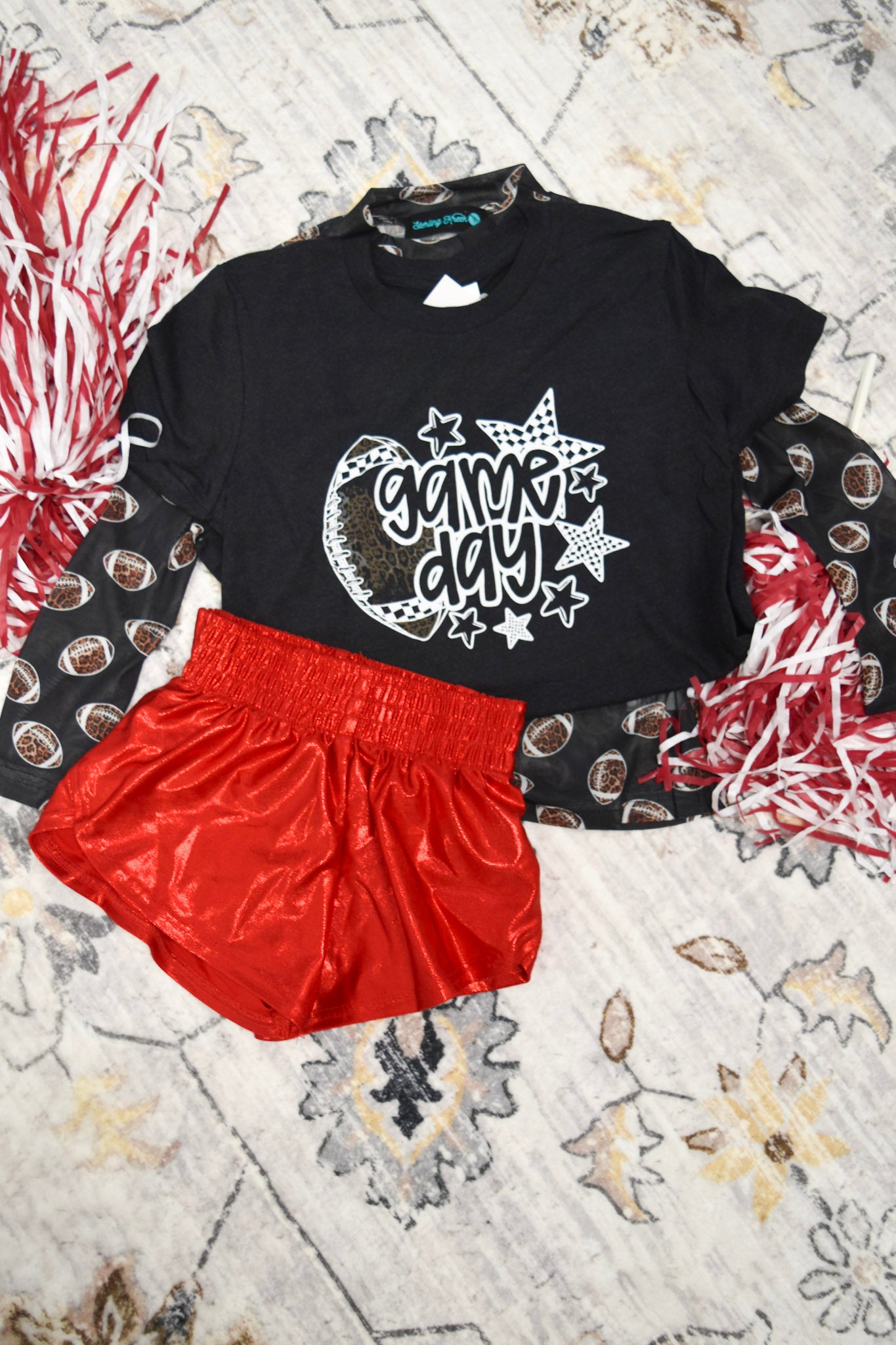 Girl's Mini Game Day Black Tee