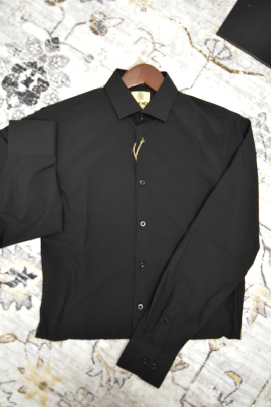 FX Fusion Men's Black Button Up Dress Shirt