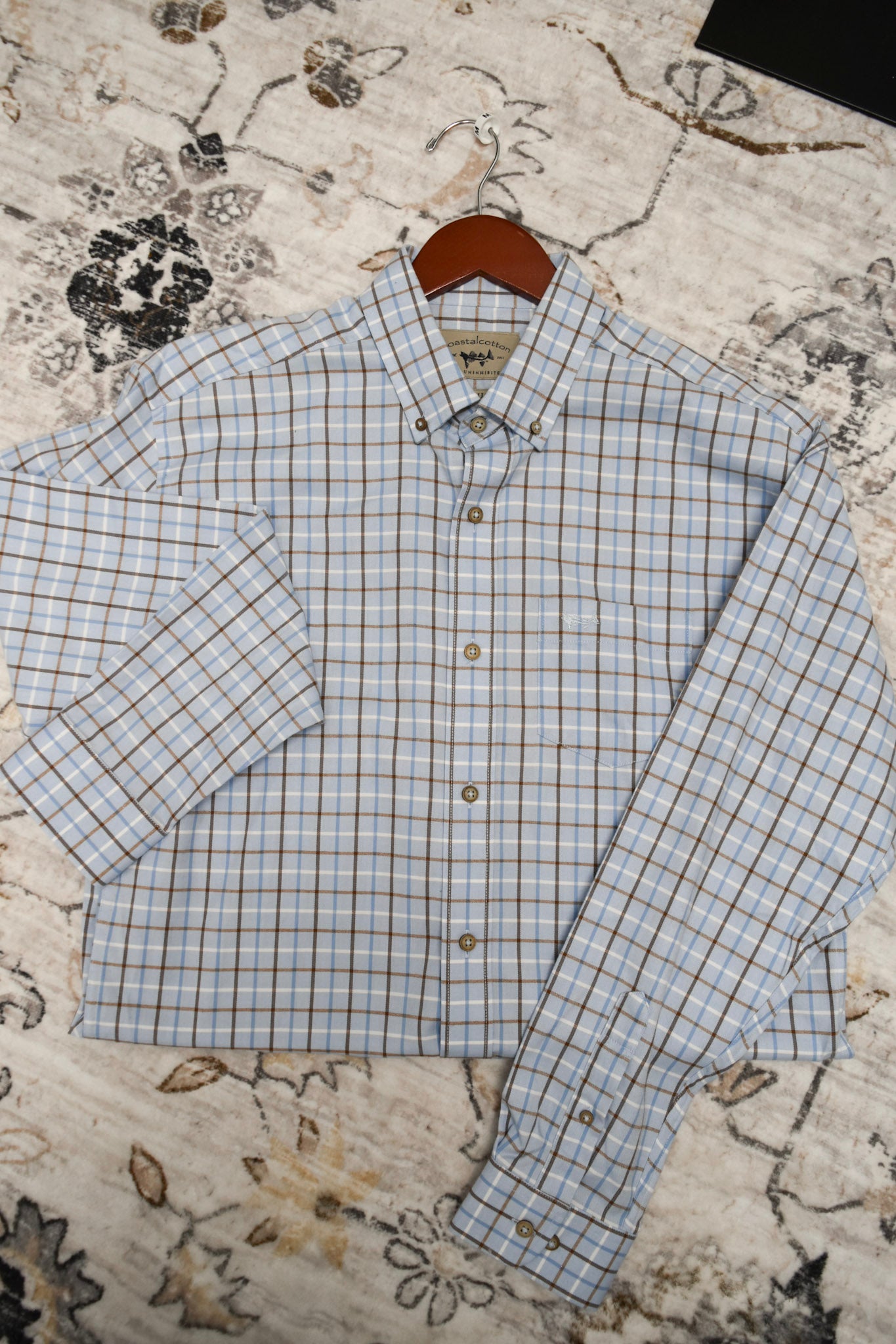 Coastal Cotton Men's Bay Blue Twill Sports Shirt