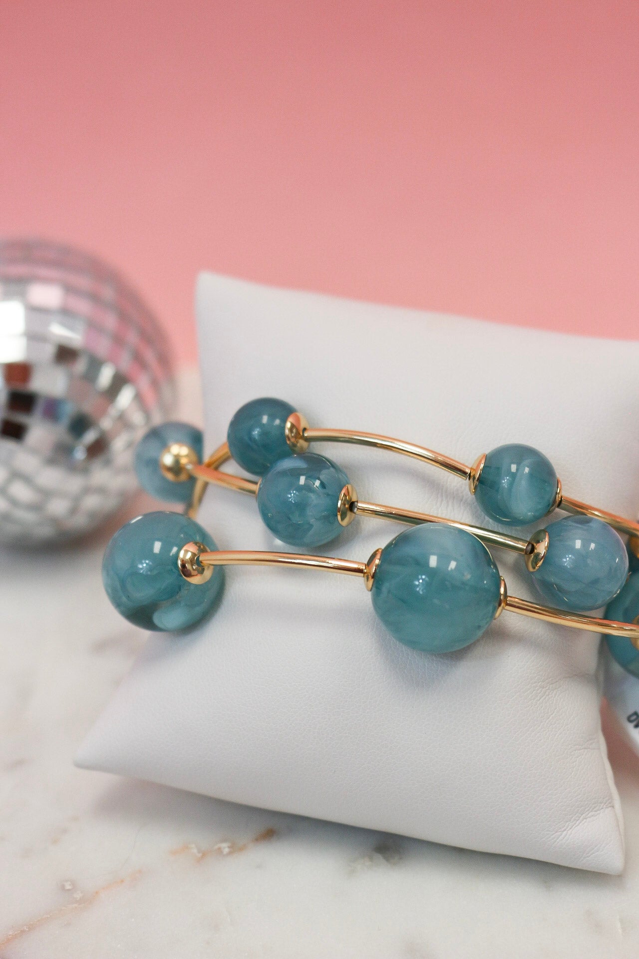 Beaded Gold Bar Set of 3 Stretch Bracelets
