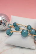 Beaded Gold Bar Set of 3 Stretch Bracelets