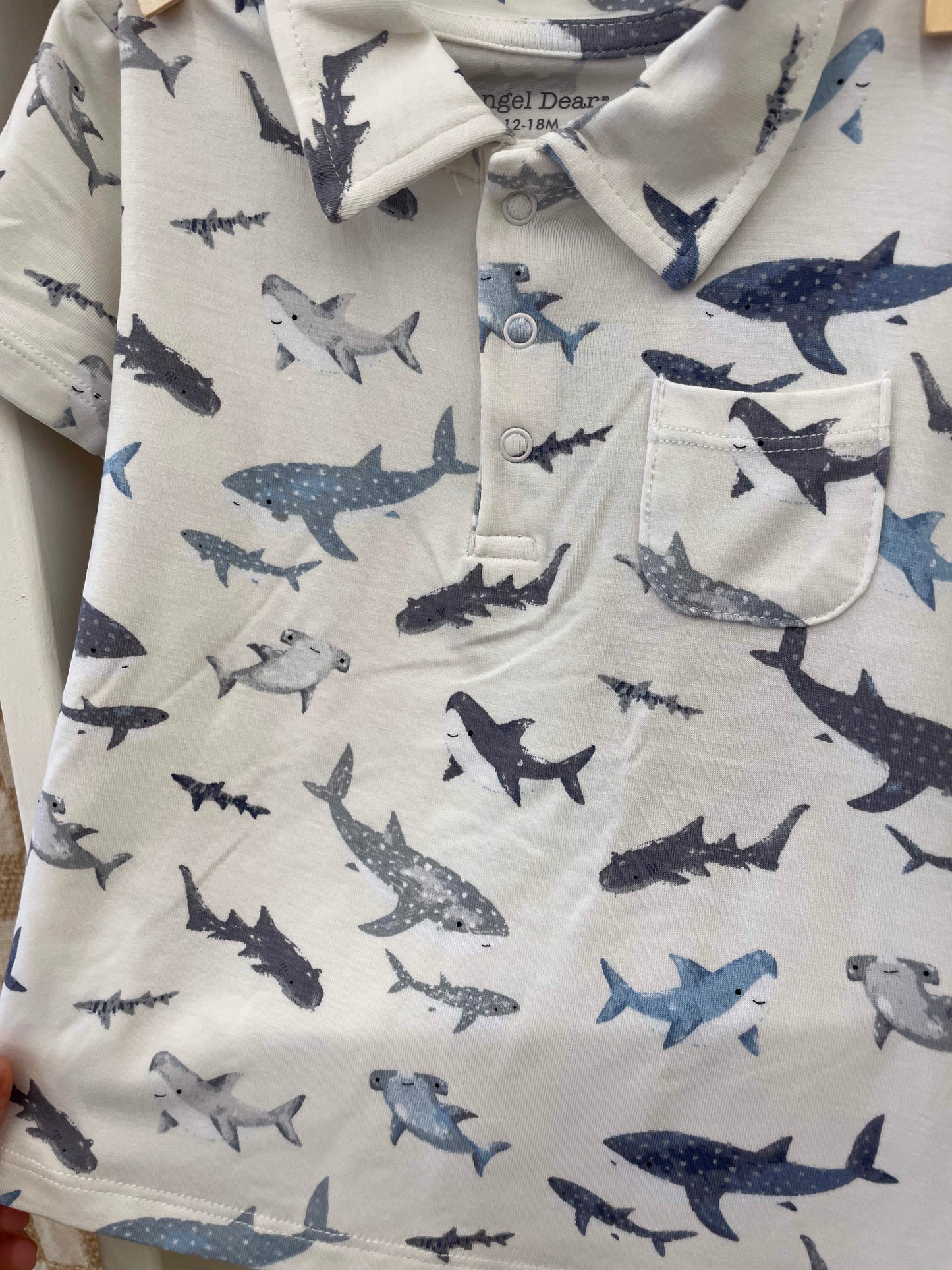 Little Boys Polo Shirt & Short Set- Sharks