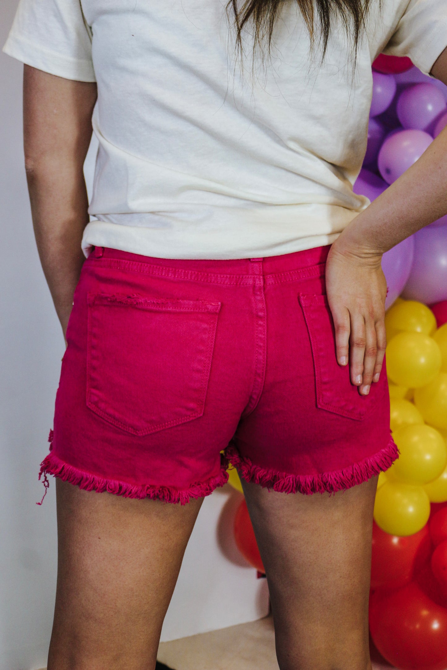 Hot Fuchsia Denim Shorts