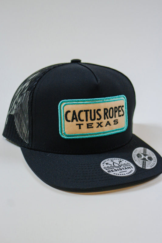 Hooey Tan & Turquoise Cactus Ropes Trucker Hat