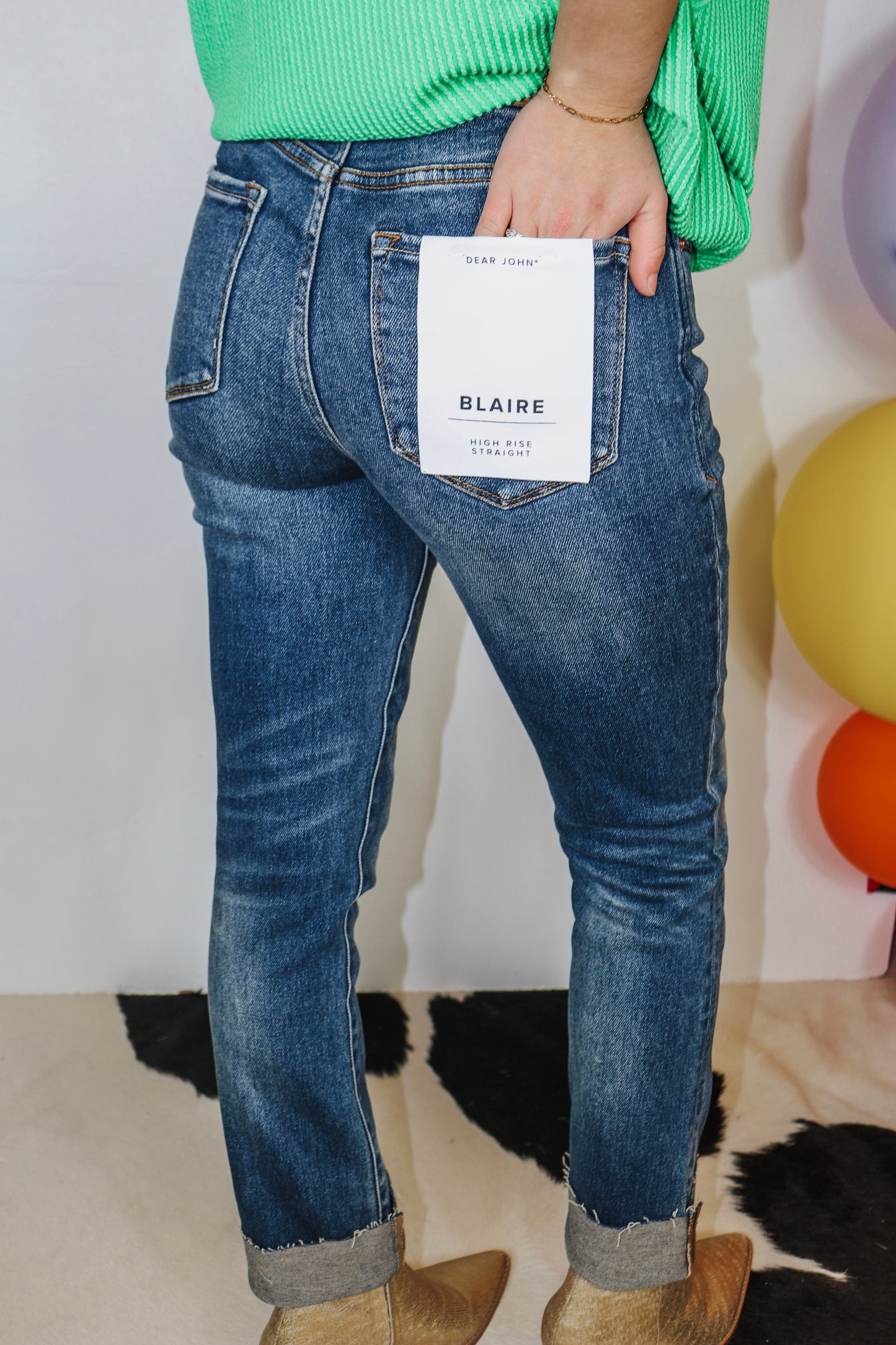 Blaire Tucson High Rise Cuffed Slim Straight Jeans Dear John