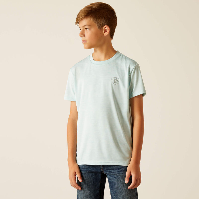 Ariat Boys Charger Crestline Tee- Iced Aqua