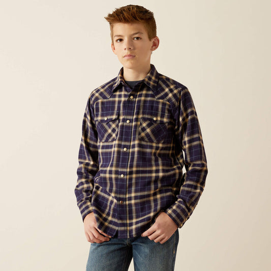 Ariat Boys Hayes Retro Fit Shirt- Dark Denim