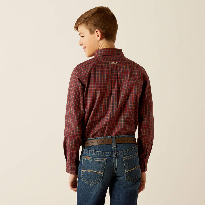 Boys Ariat Pro Pavel Classic Fit Shirt -Burgundy