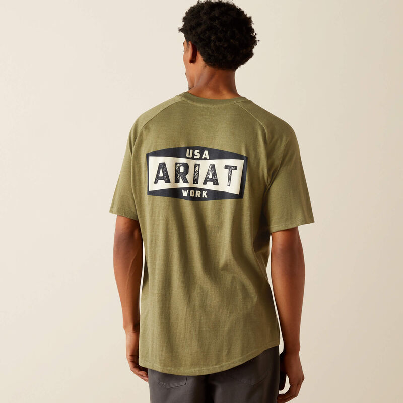 Ariat Men's Sage Heather Rebar Cotton Strong Badge Tee