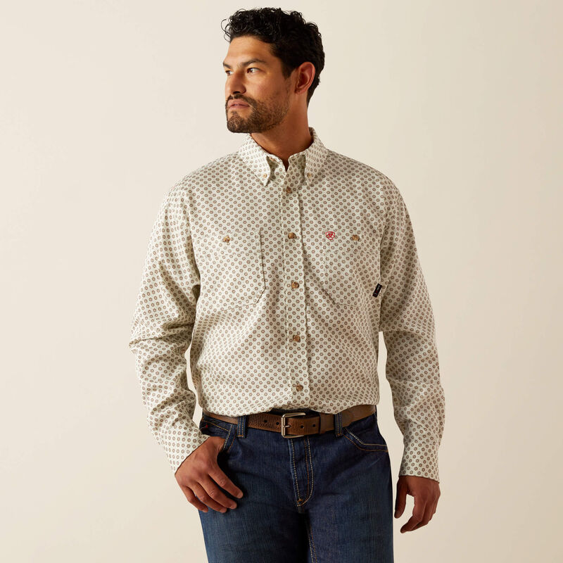 Men's FR Vented Work Shirt- White Onyx