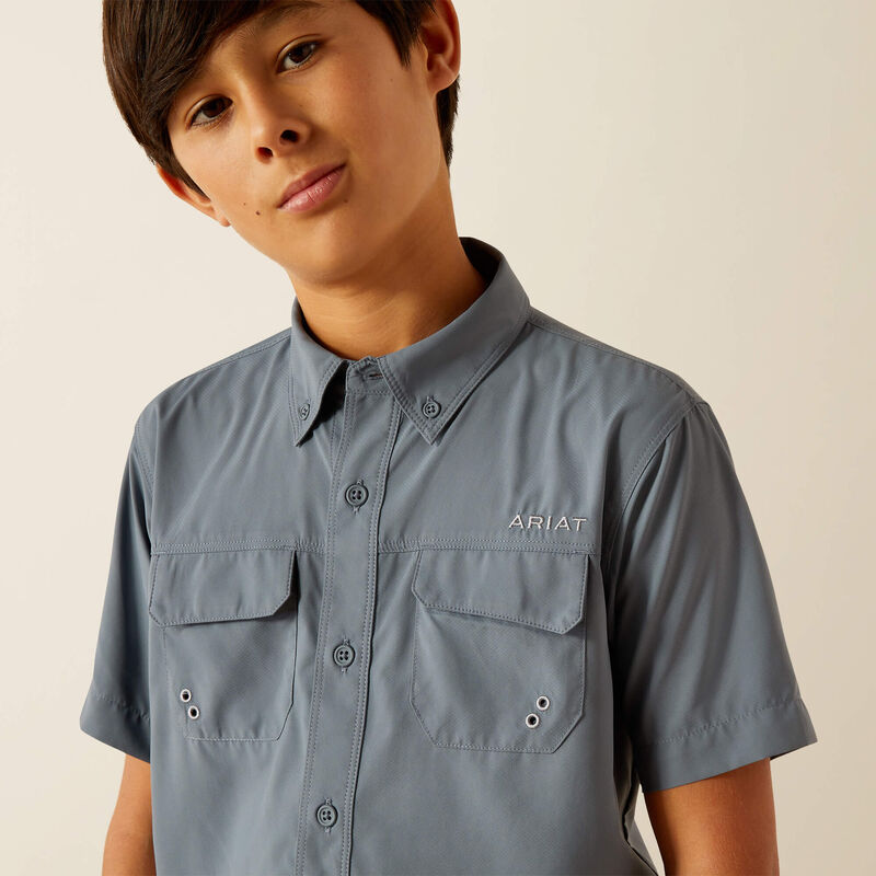 Ariat Boys Newsboy Blue VentTek Outbound Classic Fit Shirt