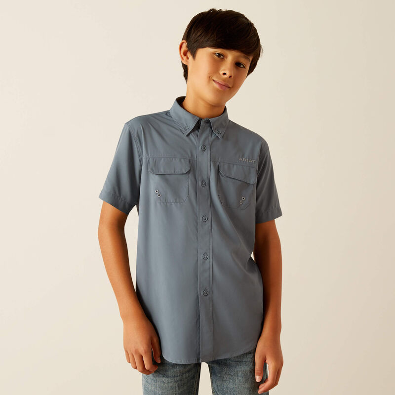 Ariat Boys Newsboy Blue VentTek Outbound Classic Fit Shirt