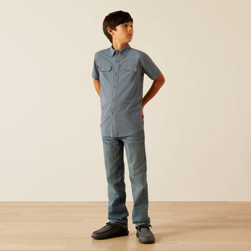 Ariat Boys Newsboy Blue VentTek Outbound Classic Fit Shirt