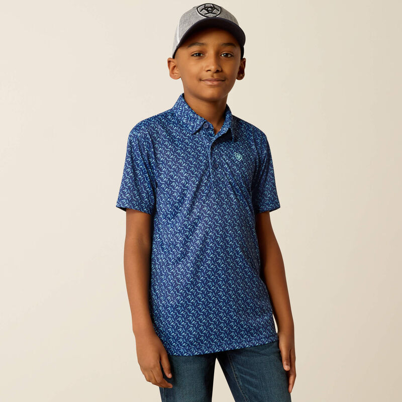 Ariat Boys Blue Depths All Over Printed Polo